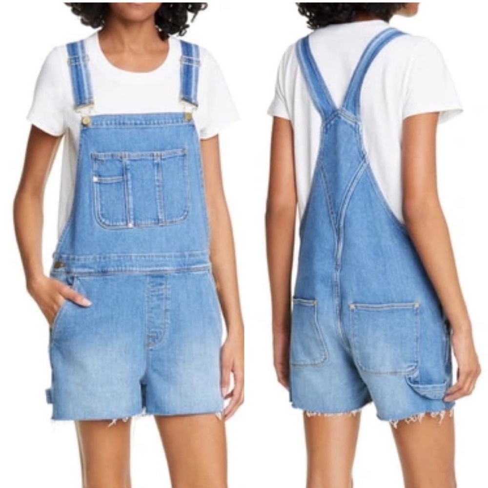• Frame Denim • Women’s Le Garçon Cutoff Short Overalls Jean Islet XS